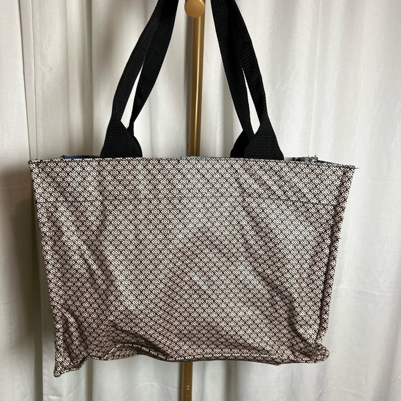 Elegant Black Tan and White Geometric Tote Bag - Picture 2 of 6